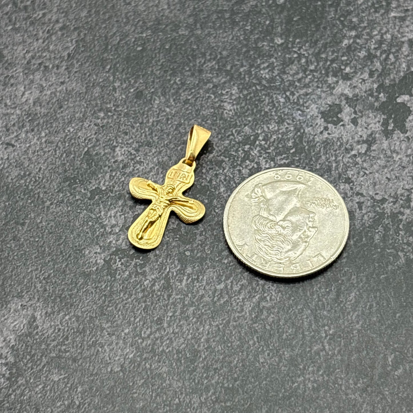 14K Yellow Gold Small Crucifix Cross Pendant