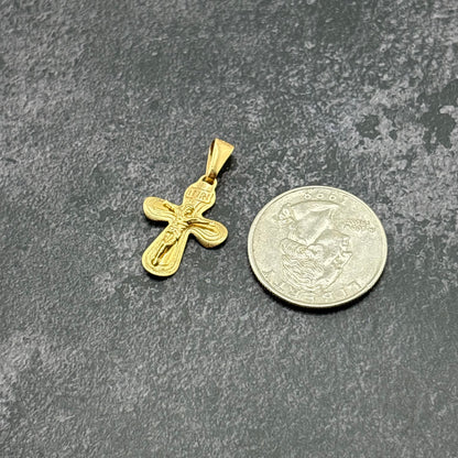 14K Yellow Gold Small Crucifix Cross Pendant