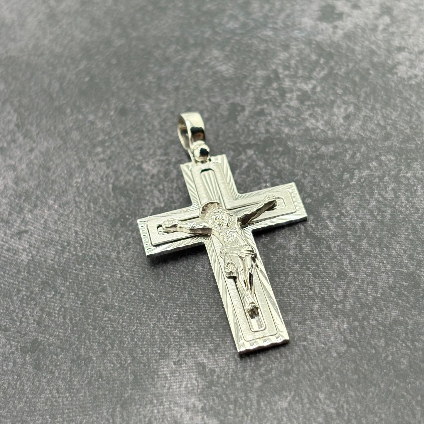 14k White Gold Crucifix Pendant