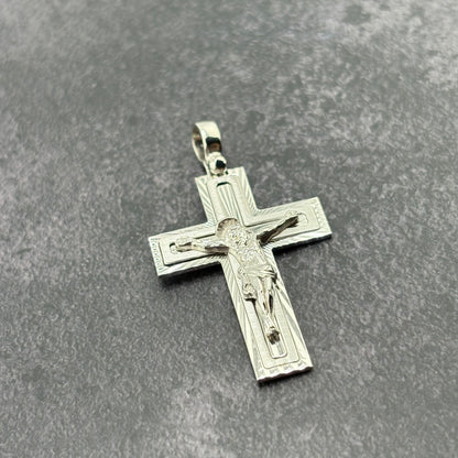 14k White Gold Crucifix Pendant