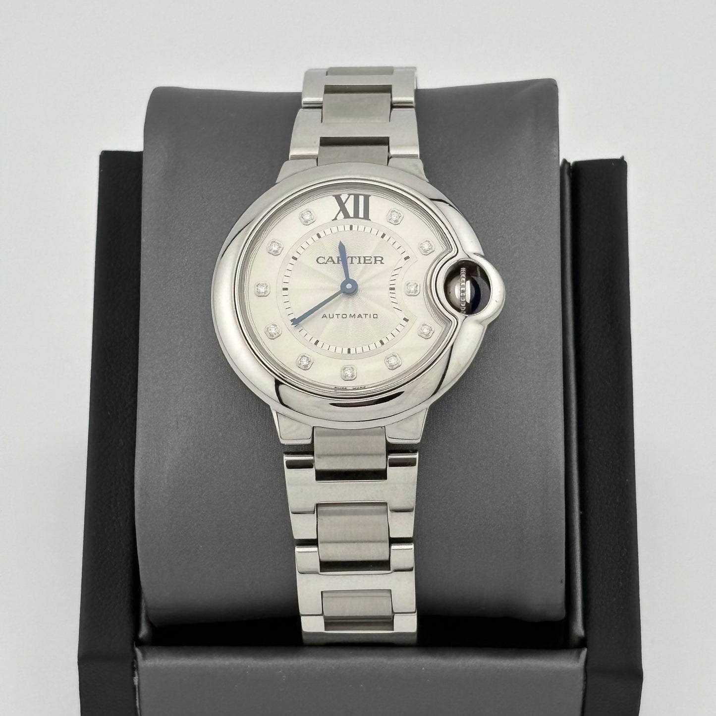 Cartier Ballon Bleu 33mm Automatic Factory Diamond Dial Steel Watch