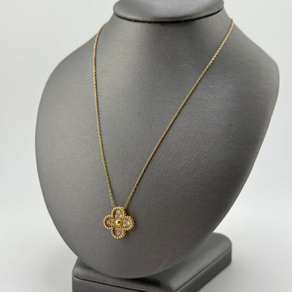 18K Gold Clover Necklace with Diamonds