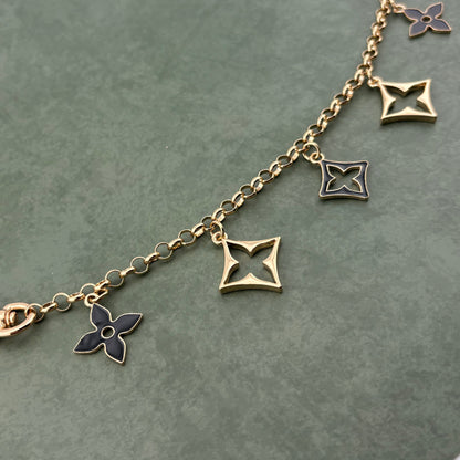 5 Mixed Open Motif Bag Charm Black/Gold