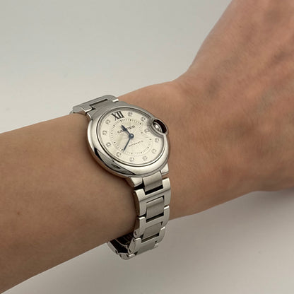 Cartier Ballon Bleu 33mm Automatic Factory Diamond Dial Steel Watch