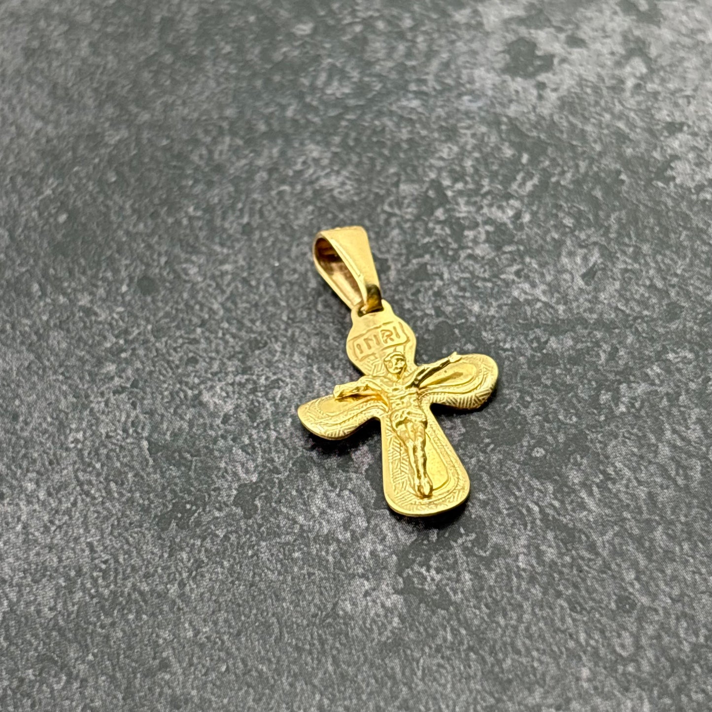 14K Yellow Gold Small Crucifix Cross Pendant