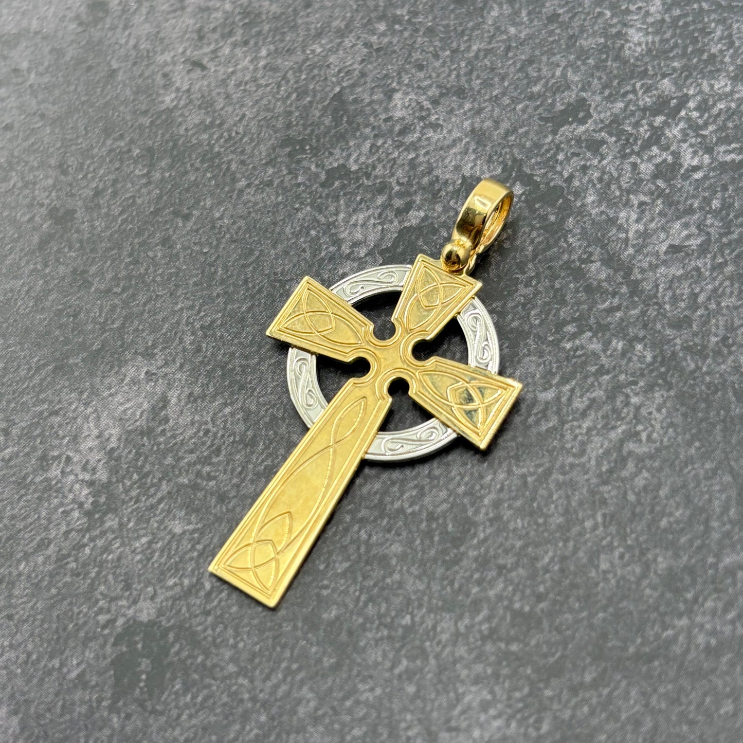 14k Gold Two-tone Cross Pendant