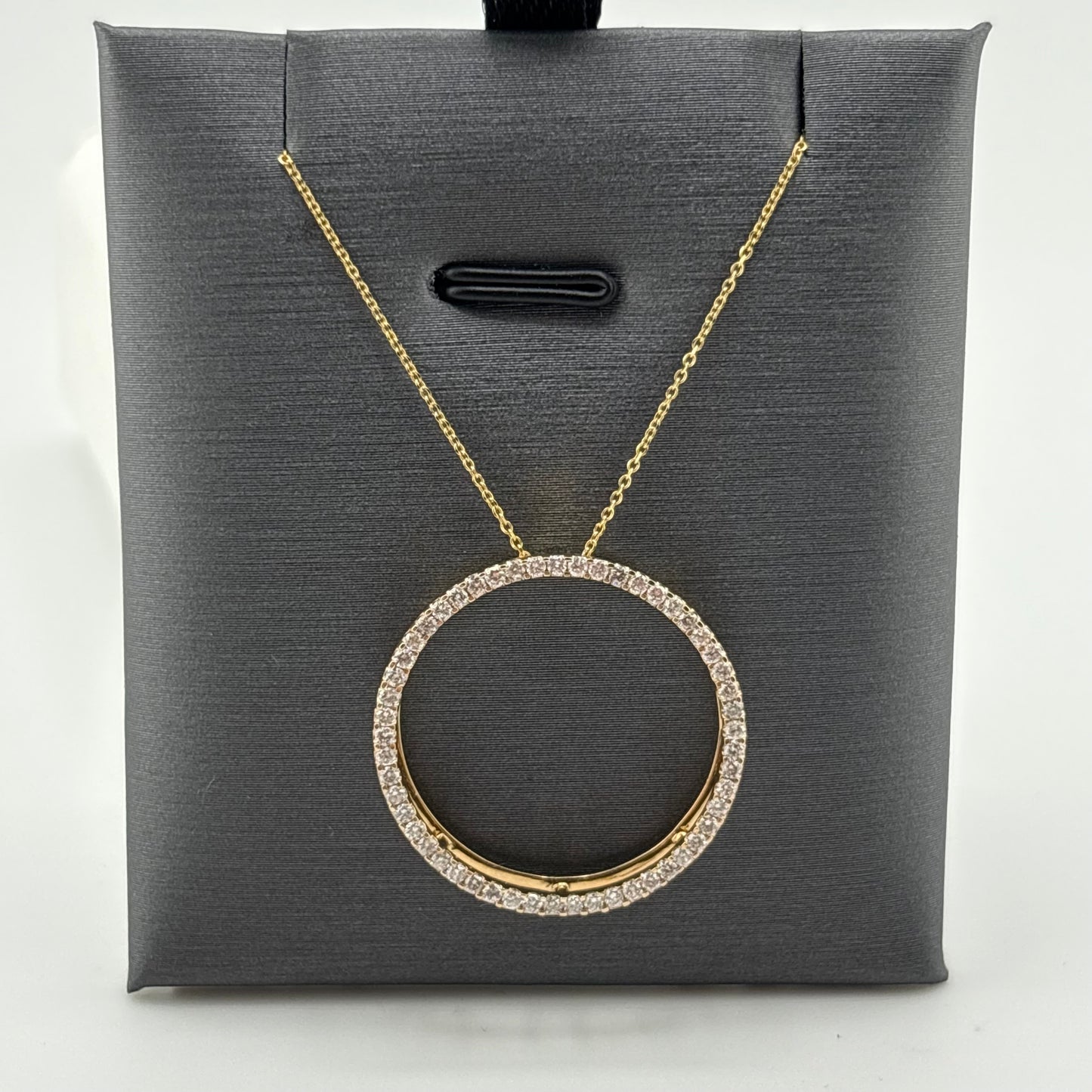 Diamond Circle Pendant Necklace 14k Yellow Gold 18”