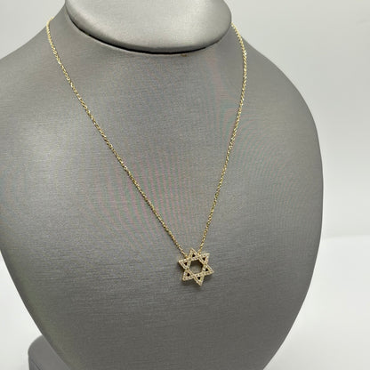 Diamond Star of David Necklace, 14k Gold