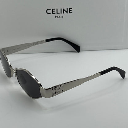 Celine Metal Triomphe Sunglasses, Silver Angular