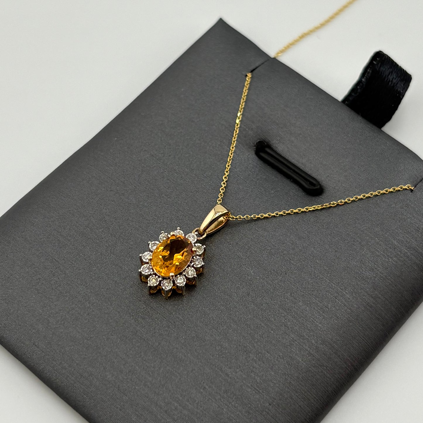 .72CT Citrine Necklace with Diamonds