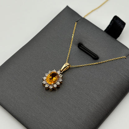 .72CT Citrine Necklace with Diamonds