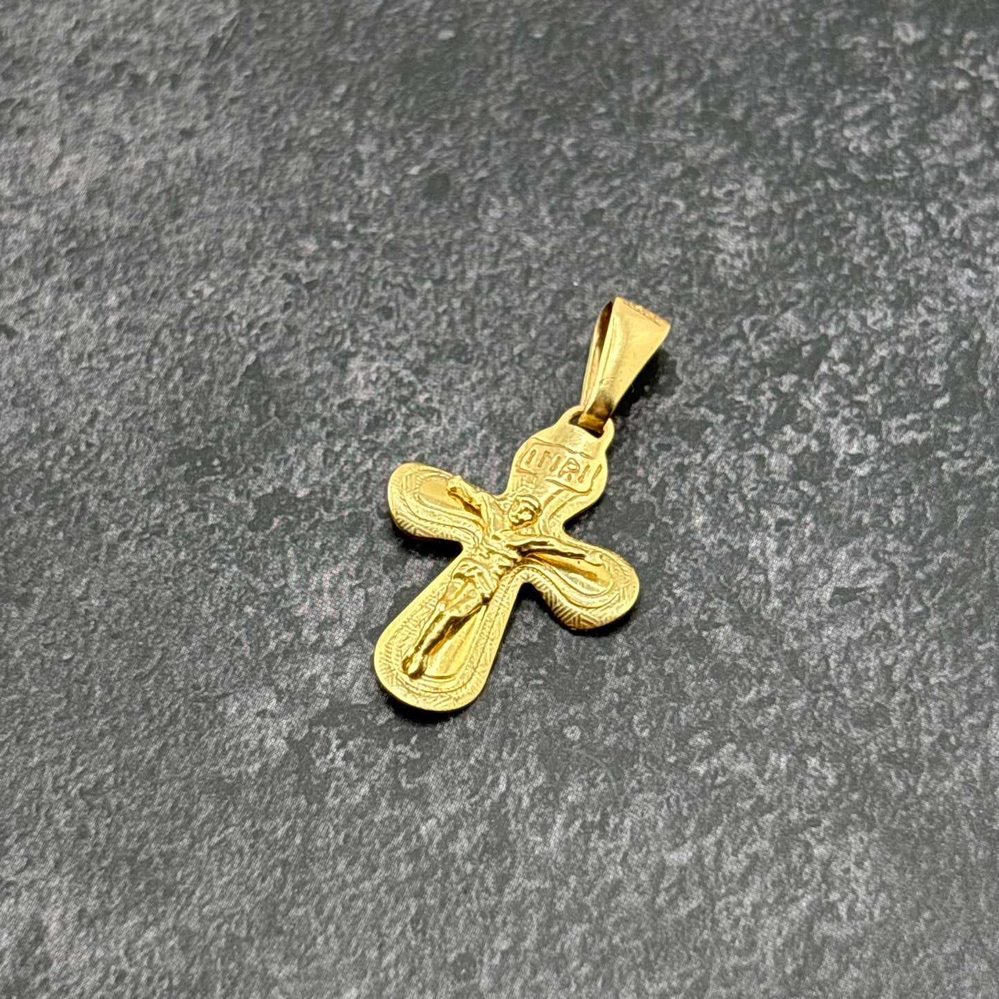 14K Yellow Gold Small Crucifix Cross Pendant