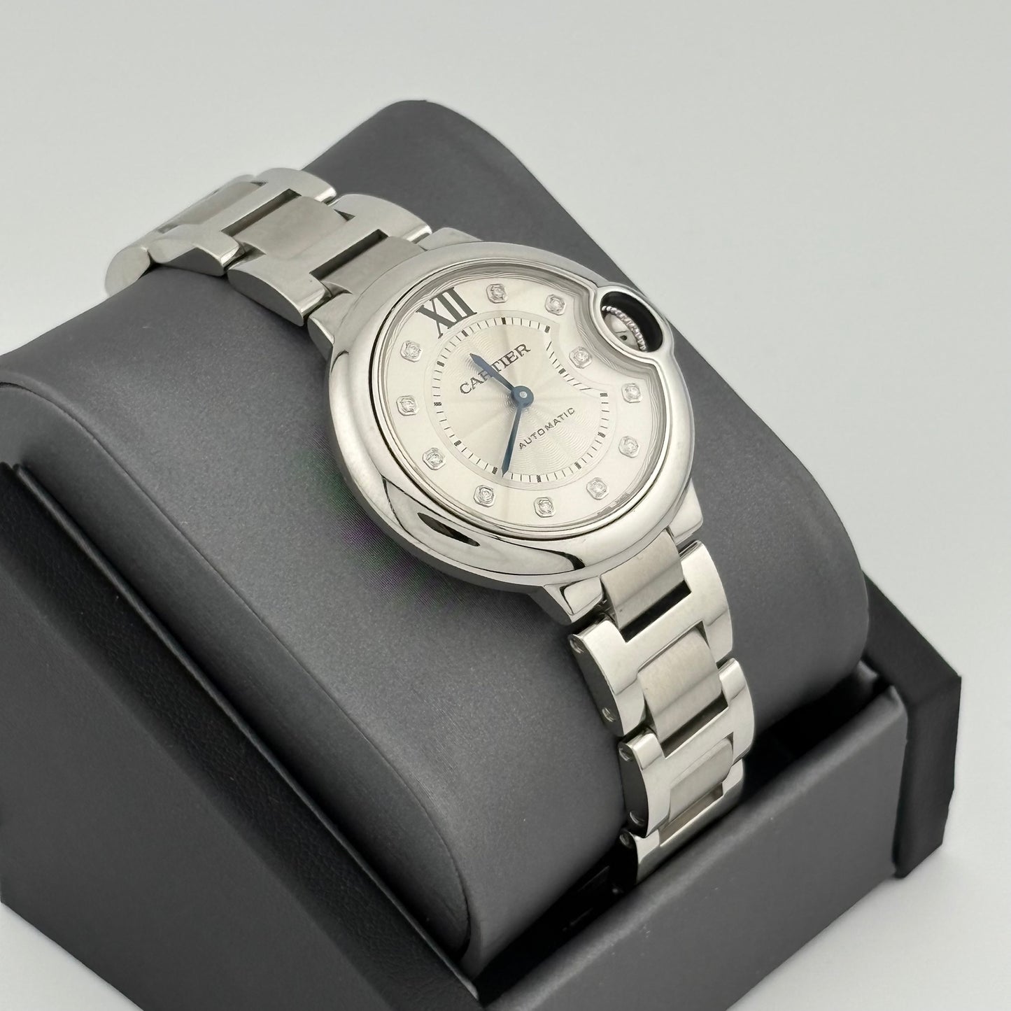 Cartier Ballon Bleu 33mm Automatic Factory Diamond Dial Steel Watch