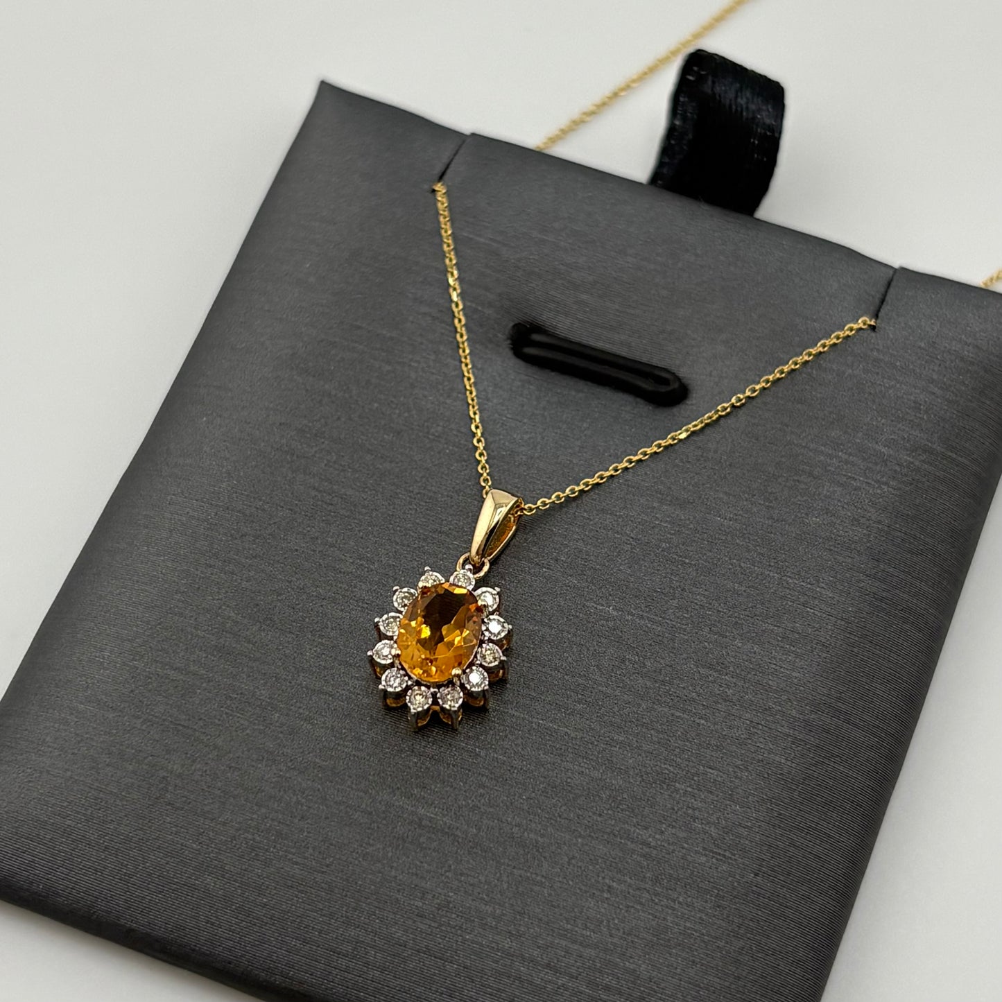 .72CT Citrine Necklace with Diamonds