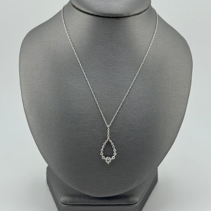 14K White Gold Diamond Teardrop Necklace