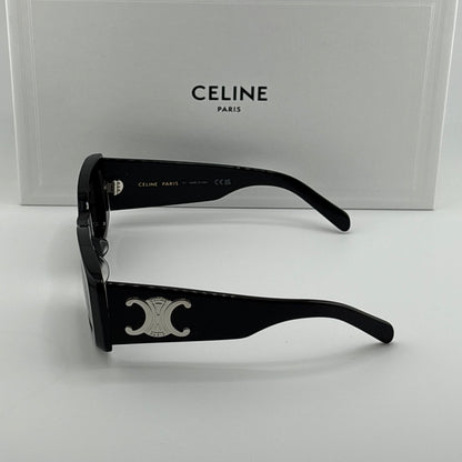Celine Triomphe Rectangular Sunglasses, Black/Silver