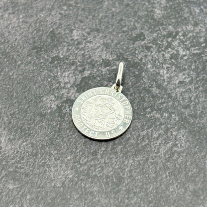 14k White Gold Saint Christopher Pendant