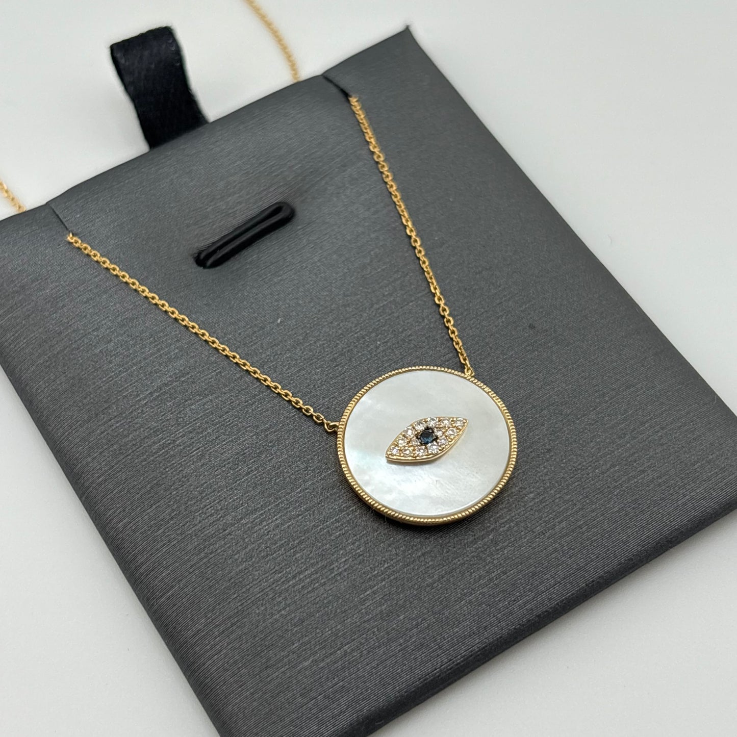 Effy 14K Yellow Gold Mother-of-Pearl & Diamond Evil Eye Necklace