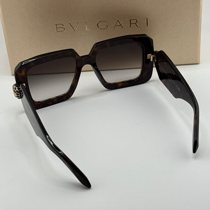 Bvlgari Serpenti Geometric Sunglasses, Dark Havana Tortoise