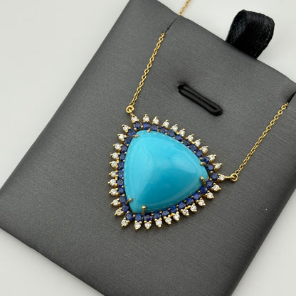 19.23CT Turquoise, Sapphire & Diamond Necklace