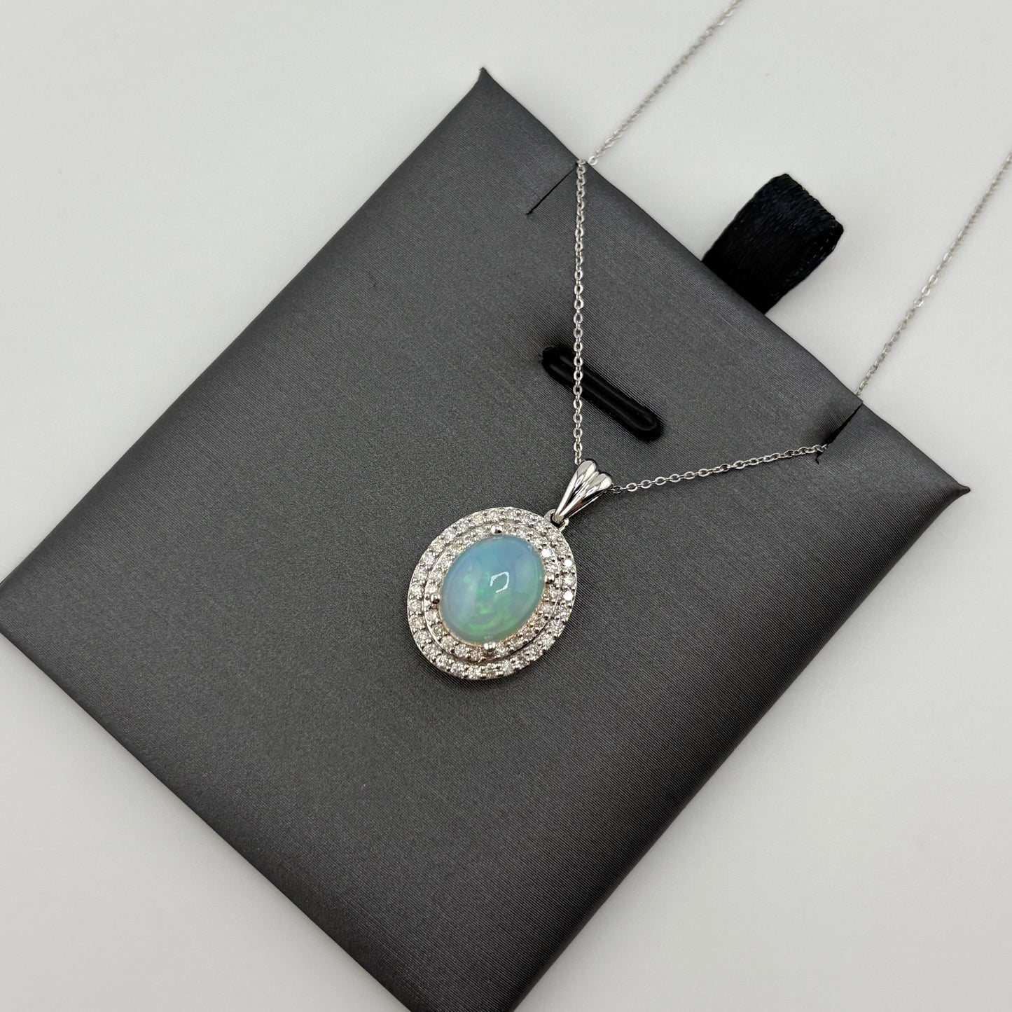 1.5CT Opal Necklace with Diamonds