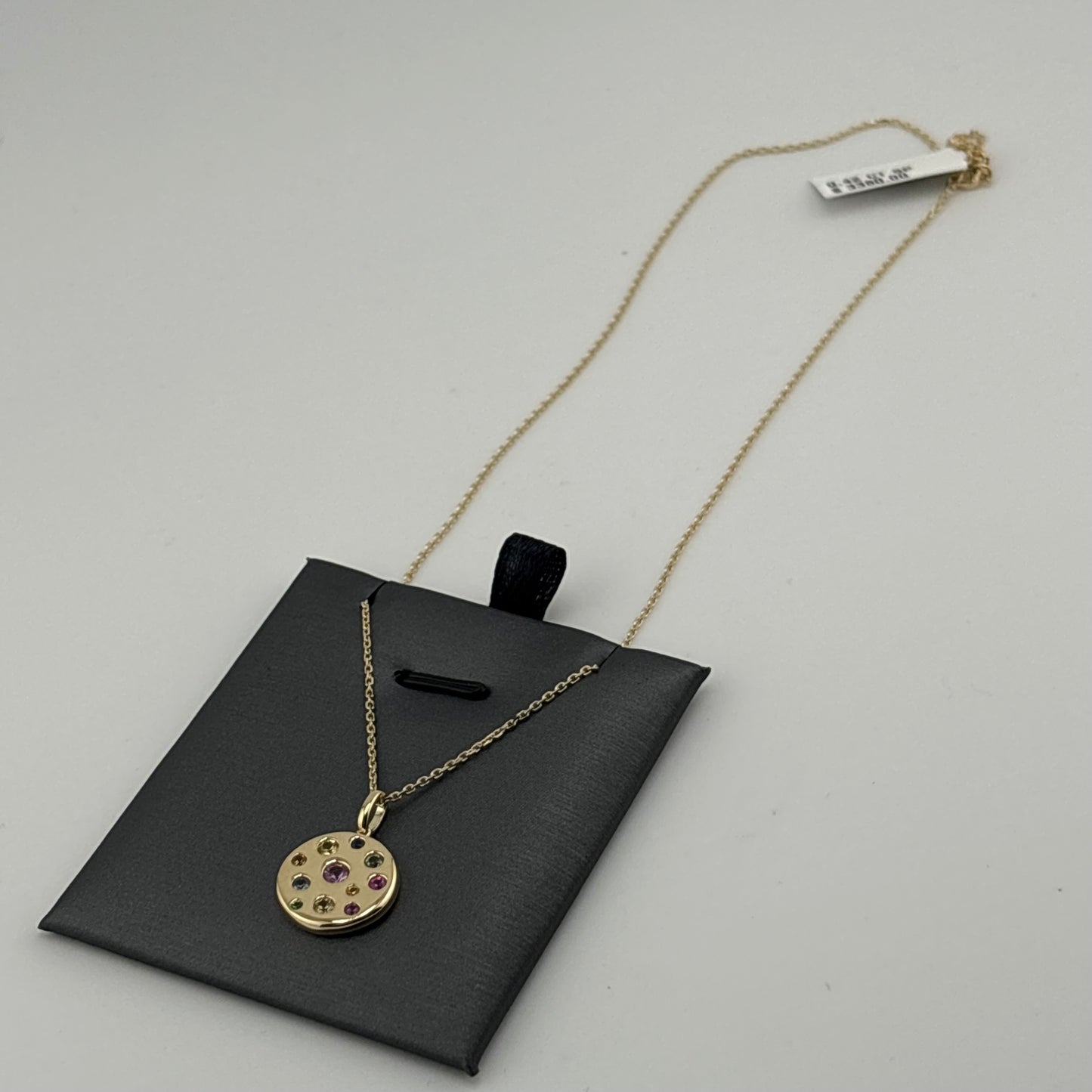 Multicolor Sapphire Disc Necklace, 14K Yellow Gold