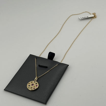 Multicolor Sapphire Disc Necklace, 14K Yellow Gold