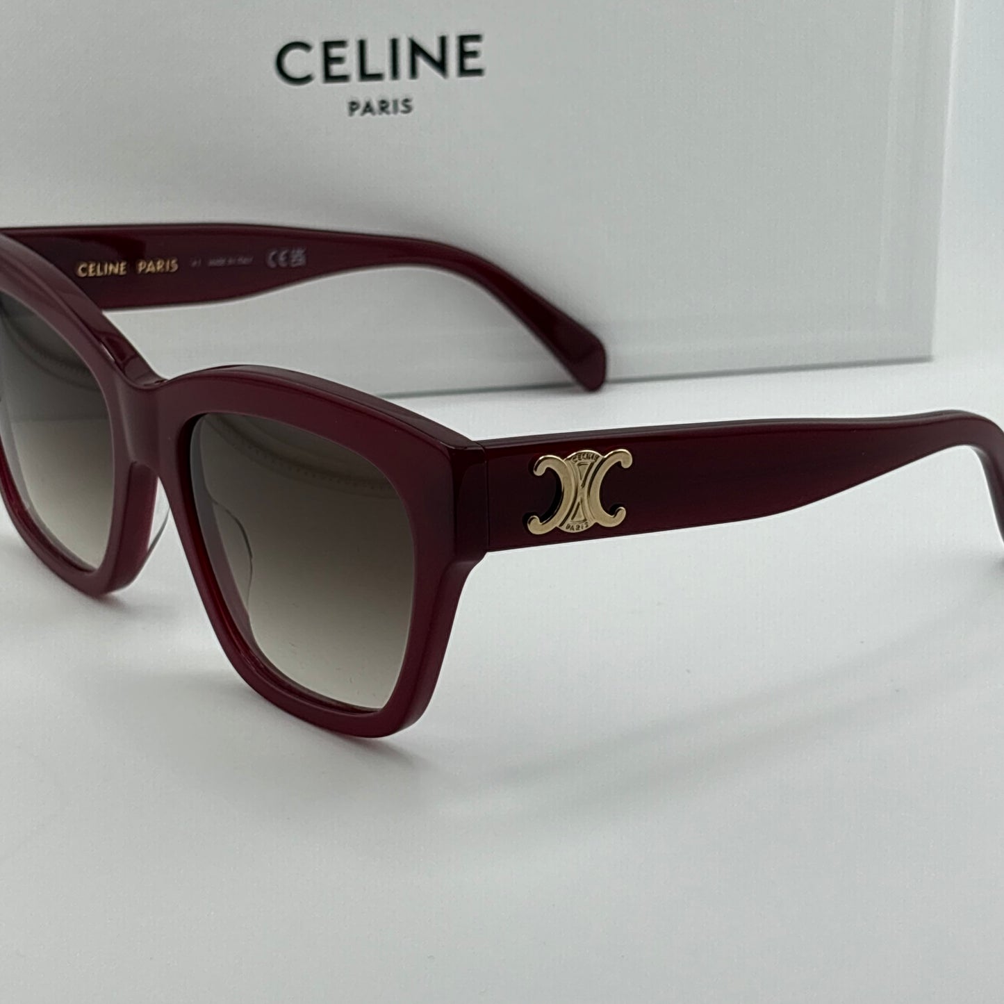 Celine Triomphe Square Sunglasses, Bordeaux