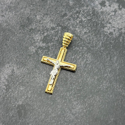 14k Gold Two Tone Crucifix Pendant