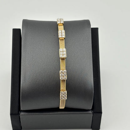 Diamond Flexible Open Cuff Bangle 14K Yellow Gold