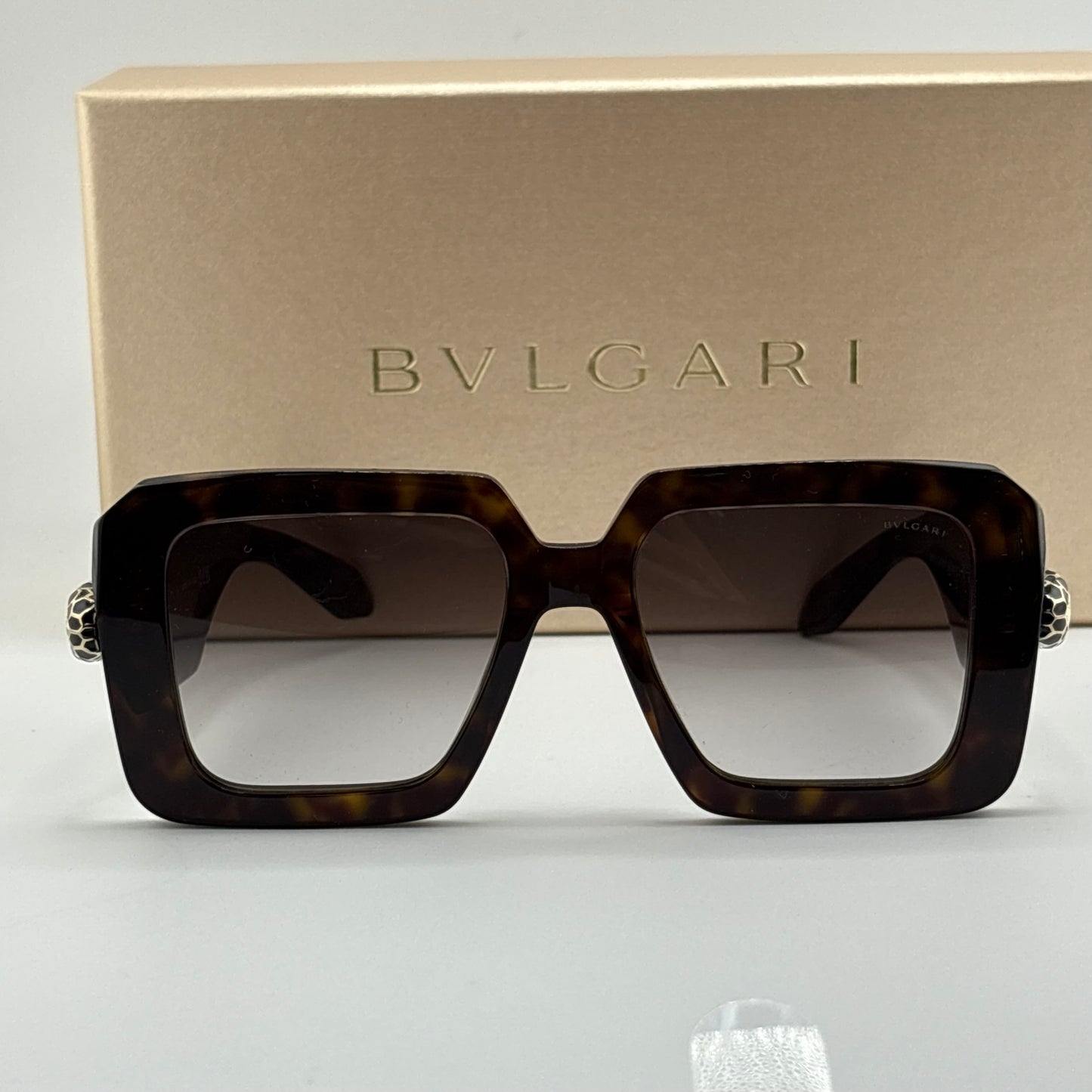 Bvlgari Serpenti Geometric Sunglasses, Dark Havana Tortoise