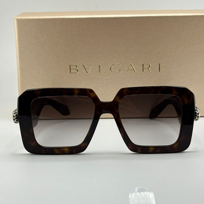 Bvlgari Serpenti Geometric Sunglasses, Dark Havana Tortoise