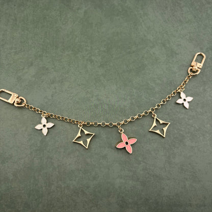 5 Mixed Motif Bag Charm Pink/White