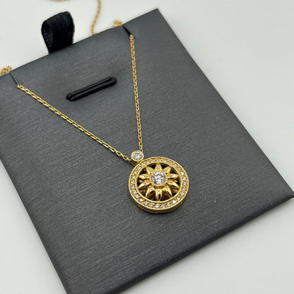 18K Gold Sunburst Necklace with Diamonds