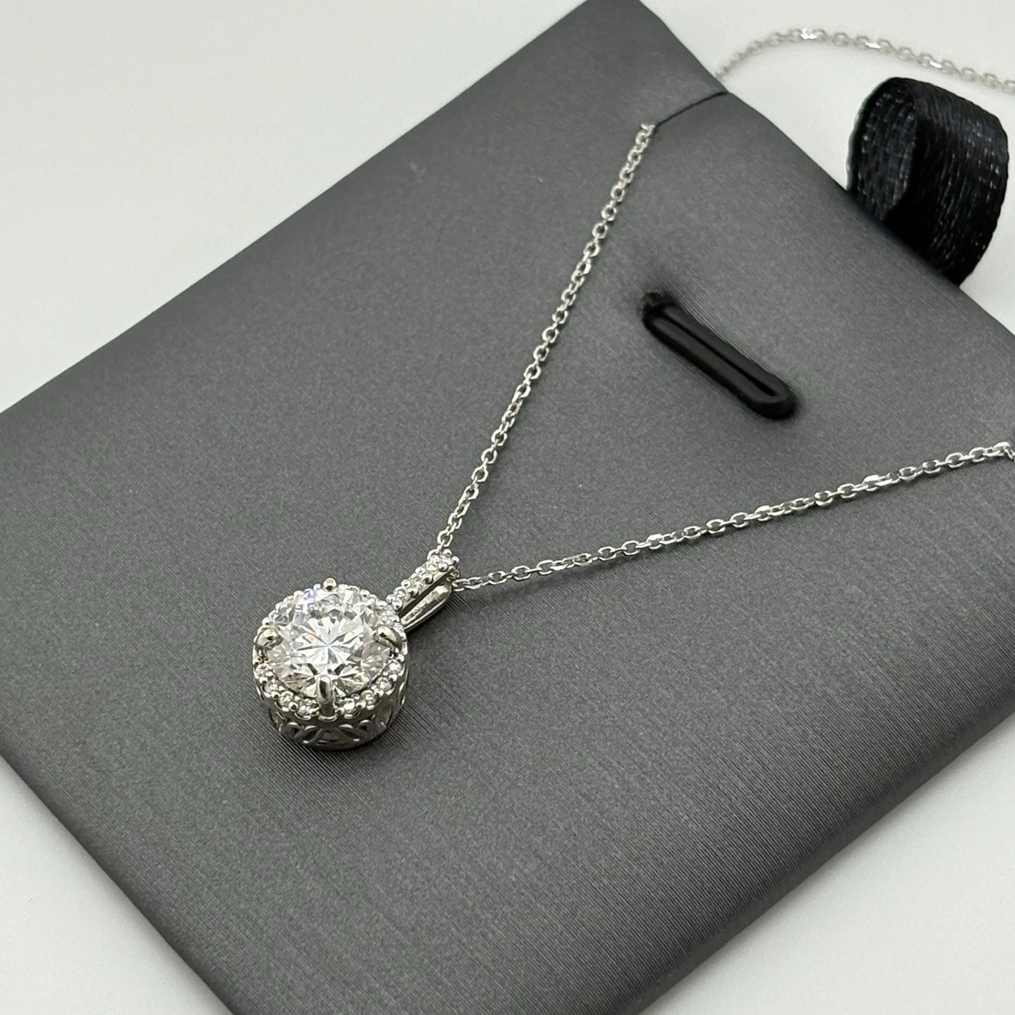 1.54CT Lab Grown Diamond Necklace 14k White Gold