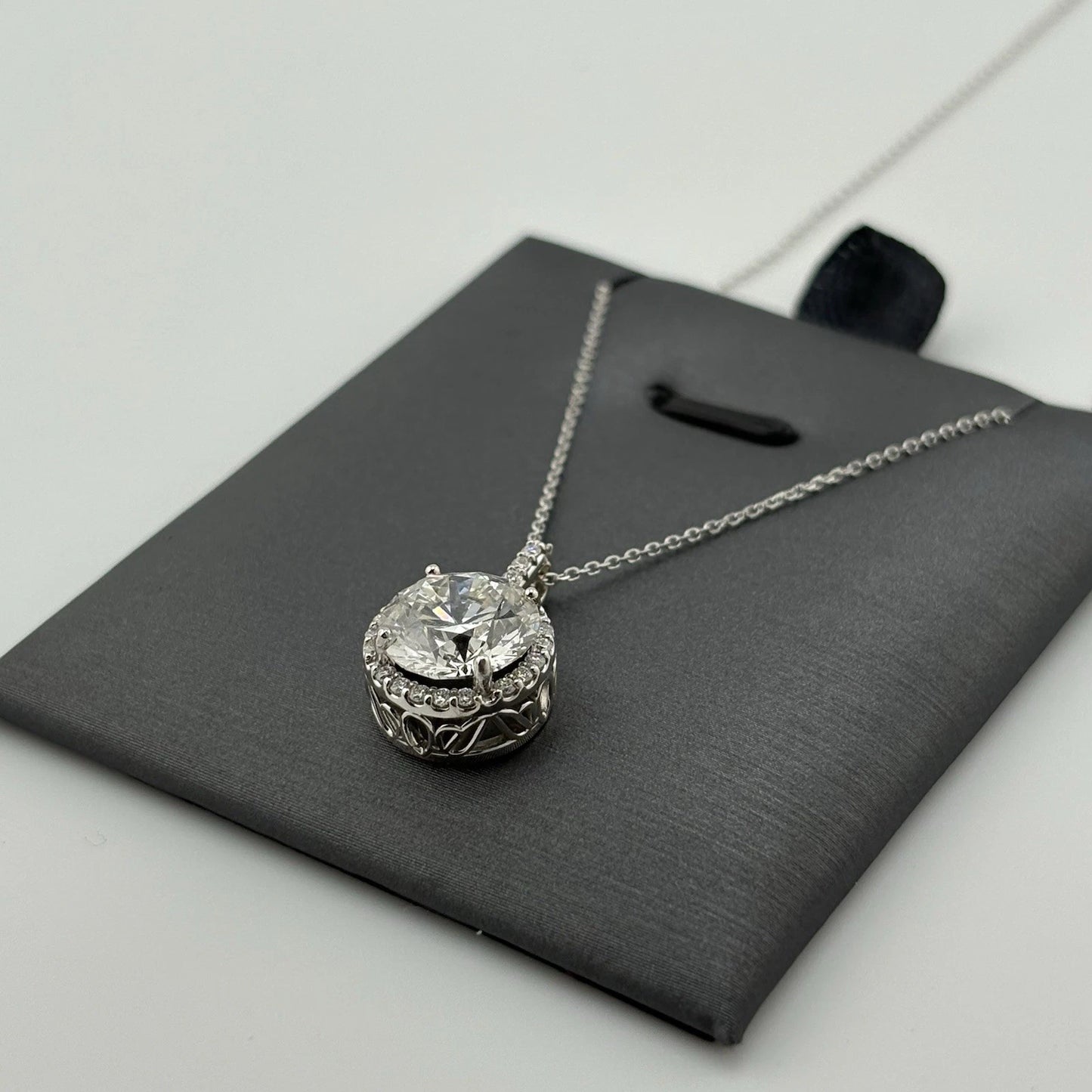 3.57CT Lab Grown Diamond Necklace 14k White Gold