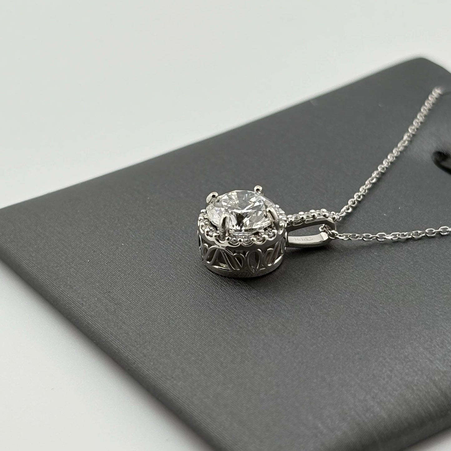1.54CT Lab Grown Diamond Necklace 14k White Gold