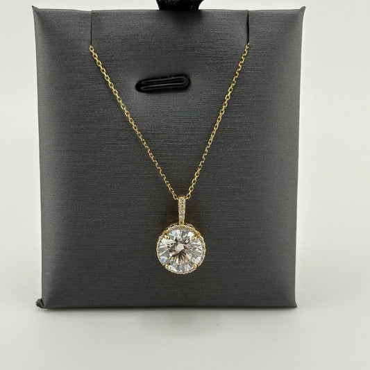 3.11CT Lab Grown Diamond Necklace 14k Yellow Gold