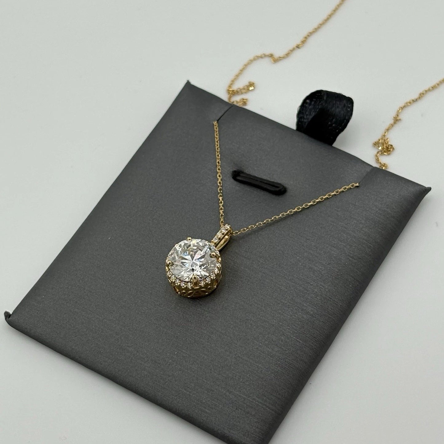 3.11CT Lab Grown Diamond Necklace 14k Yellow Gold