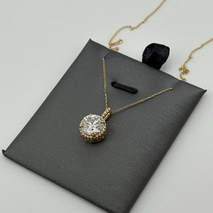 3.11CT Lab Grown Diamond Necklace 14k Yellow Gold