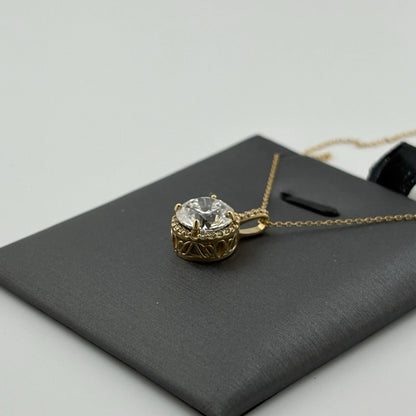3.11CT Lab Grown Diamond Necklace 14k Yellow Gold